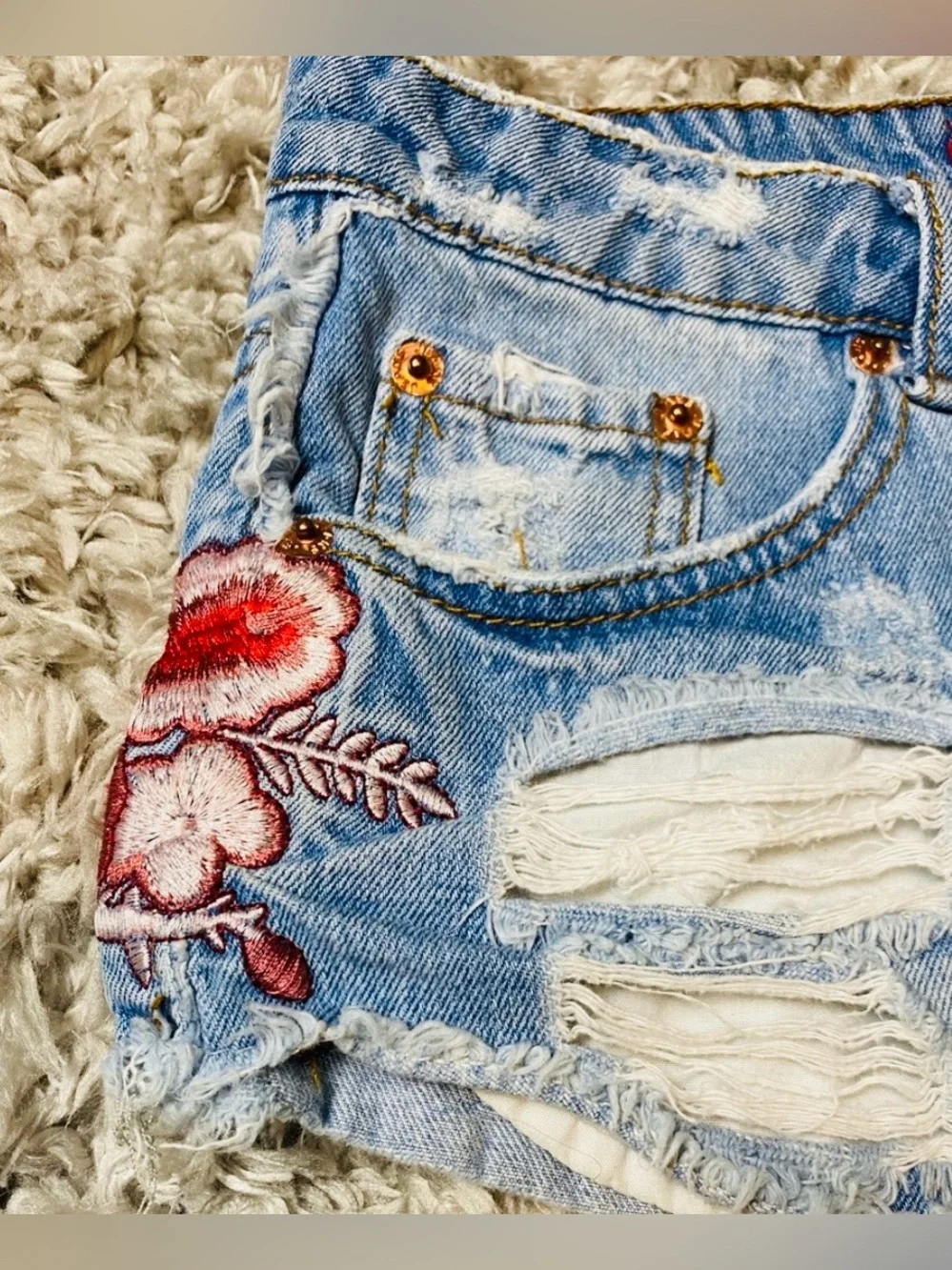 Distressed Denim Shorts